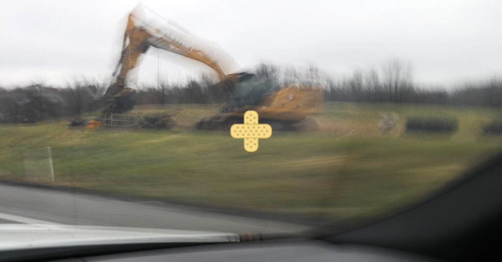 blurry image of road worksite on NJ highway
