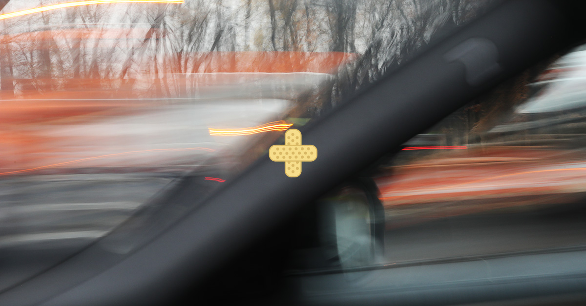 blurry image of NJ highway from inside of a car
